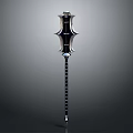 Sleek Fantasy Warhammer With Intricate Metal Head And Black Silver Long Handle Design
