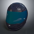 High Quality Dark Blue Modern Helmet With Green Visor And Sleek Design 3d model