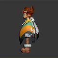 Cartoon Character With Red Hair Yellow Blue Outfit Green Collar And Brown Shoes