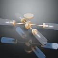 Modern Gold Metal Chandelier With Four Glass Shades And Bulbs For Elegant Interior
