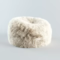 Fluffy Beige Bean Bag Chair With Soft Furry Texture For Cozy Living Room