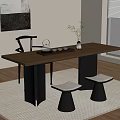Modern Tea Table and Chair Tea Table Tea Set Stool 3d model