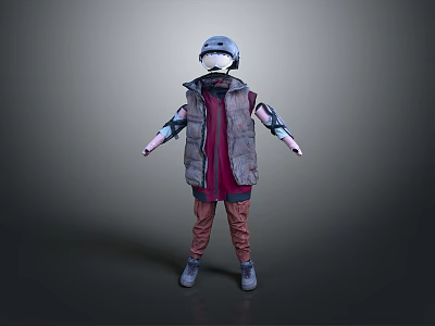 Futuristic Sci Fi Character With Biomechanical Features And Alien Creature Design 3d model