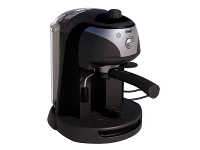 Modern Black Silver Espresso Coffee Machine With Transparent Tank And Control Panel For Home 3d model