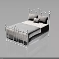 White Iron Bed Frame With Decorative Scrollwork Soft Bed Linens And Pillows 3d model