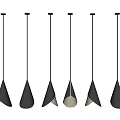 Modern Geometric Pendant Lights with Black and Silver Curved Shades for Contemporary Interiors