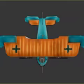 Vintage Blue And Orange Biplane Airliner Model With Dual Engines And Classic Design