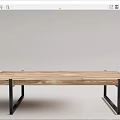 Modern Minimalist Tea Table With Solid Wooden Tabletop And Black Metal Legs Design