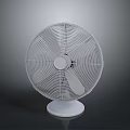 White Tabletop Electric Fan With Circular Blades Home Cooling Appliance