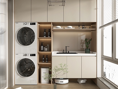 modern home balcony washing machine cabinet 3d model