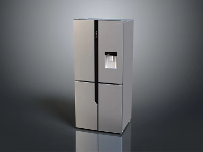 Modern Silver Double Door Refrigerator With Water Dispenser Stainless Steel Finish 3d model