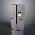 Modern Silver Double Door Refrigerator With Water Dispenser Stainless Steel Finish
