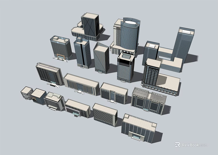 Modern Urban Building Complex Model With Diverse Architectural Structures And Heights 3d model