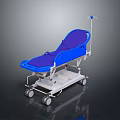 Medical Stretcher Bed With Blue Mattress IV Pole And Mobile Wheels