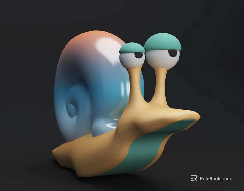 Cute 3D Snail Game And Movie Character With Big Eyes Gradient Shell 3d model 