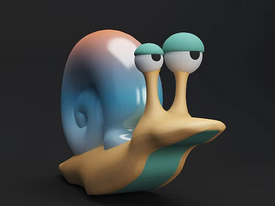 Cute 3D Snail Game And Movie Character With Big Eyes Gradient Shell 3d model