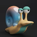 Cute 3D Snail Game And Movie Character With Big Eyes Gradient Shell