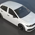 White Compact Hatchback Car With Modern Design And Black Wheels 3d model