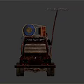 Rusty Off Road Vehicle With Blue Barrel And Antenna On Roof