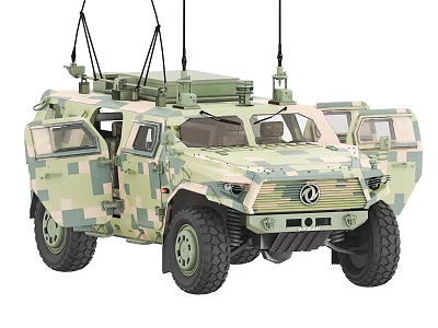 Modern Armored Military Tank With Camouflage Paint Large Tires And Antennas 3d model