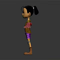 Cartoon Character With Yellow Coat Purple Shorts Red Gloves Standing Arms Outstretched