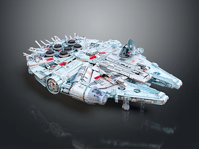 Detailed Interstellar Spaceship Model With Engine Parts And Cockpit Structure 3d model