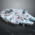 Detailed Interstellar Spaceship Model With Engine Parts And Cockpit Structure