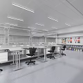 Modern Clean Laboratory Interior With Workbenches And Windows 3d model