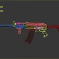 Tactical Rifle With Black Body Red Grip Silencer Orange Component And Rail