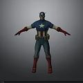 Man Dressed As Captain America In Blue Uniform Red Gloves And Boots