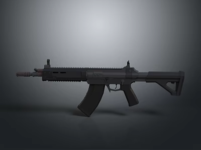 Black Tactical Modern Rifle Design With Handguard Magazine And Muzzle Device 3d model