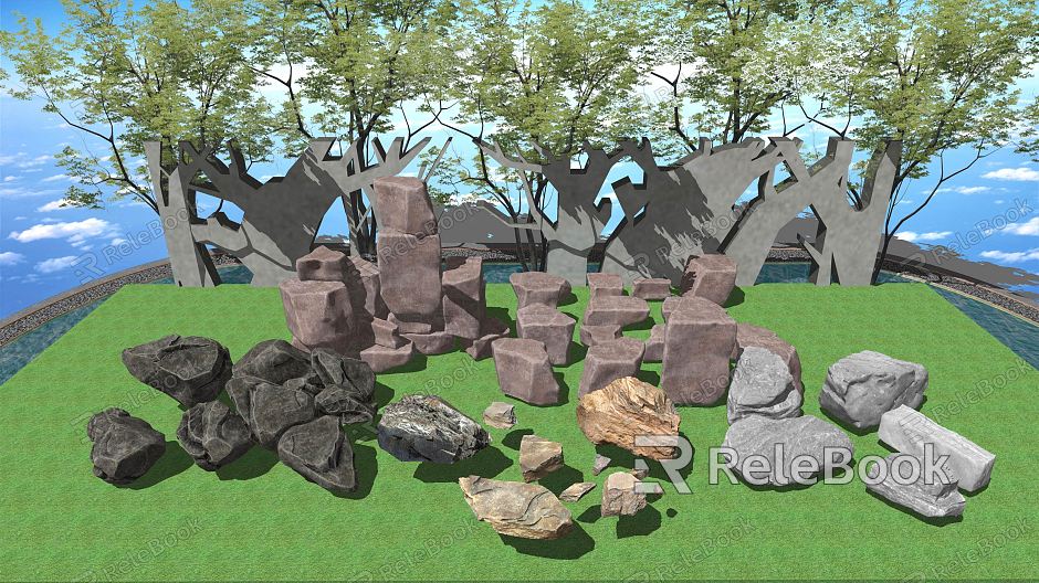 Modern Stone Landscape Stone Gravel Stone Block Rock model