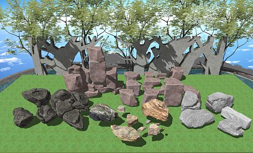 Modern Stone Landscape Stone Gravel Stone Block Rock 3d model