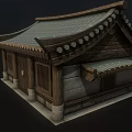 Traditional Asian Architecture With Gray Tile Roof Wooden Doors And Lattice Windows