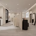 Modern Clothing Store Interior Design With Displayed Clothes Sofas Plants And Decorative Mirrors