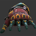 Mechanical Prosthetic Hand With Red Green Yellow Colors Metallic Texture And Detailed Fingers