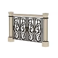 Decorative Wrought Iron Fence With Intricate Scroll Patterns And Stone Support Pillars 3d model