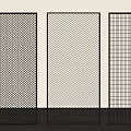 Three Modern Metal Fence Designs with Various Grid Patterns for Decoration 3d model