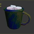 Blue And Green Textured Ceramic Mug With White Sugar Cubes For Daily Use