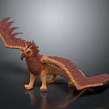 Mythical Griffin Fantasy Creature 3D Model With Spread Wings And Reddish Brown Feathers
