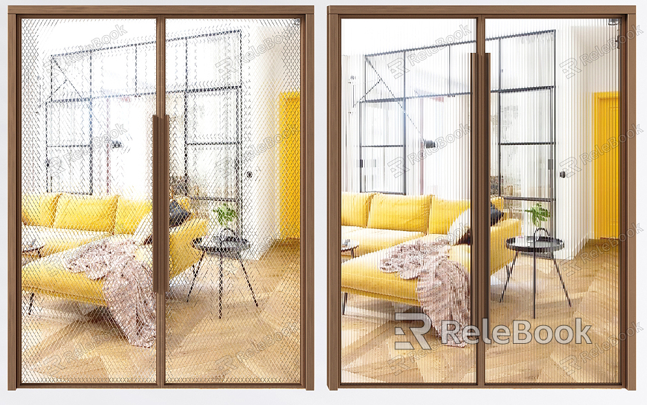 Modern double door glass sliding door double door combination model