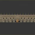 Traditional Building with Square Courtyard Arched Structures Domes Stone Walls and Ornate Roof