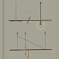 Modern Pendant Light Design With Linear Metal Bars And Circular Rings 3d model