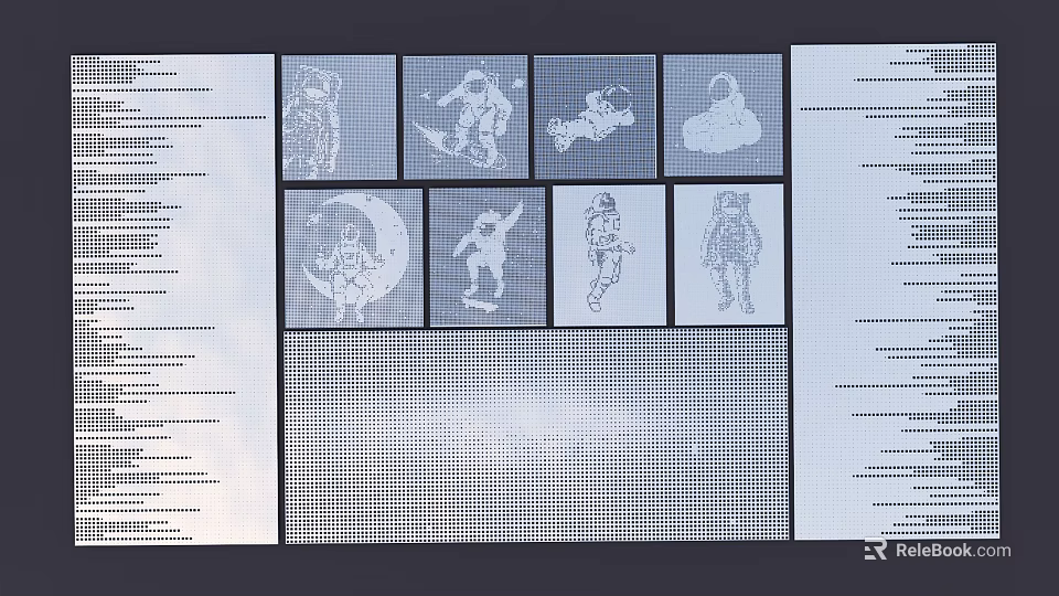 Various Embroidery Craft Templates With Moon Animal And Figure Designs 3d model 