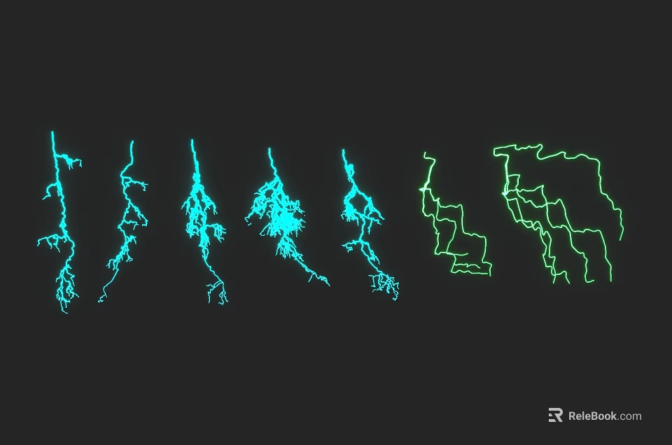 Glowing Green And Blue Abstract Lines On Black Background Digital Art 3d model 