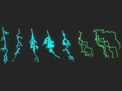 Glowing Green And Blue Abstract Lines On Black Background Digital Art 3d model
