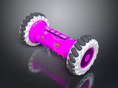 Vibrant Pink Toy Vehicle With Large White Treaded Wheels And Yellow Accents 3d model