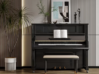 Modern Piano Ornaments Potted Plant 3d model