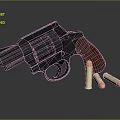 Vintage Revolver Handgun With Wooden Grip And Brass Ammunition Bullets