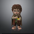 Cartoon Dwarf Character With Brown Curly Hair Holding Yellow Object In Hand